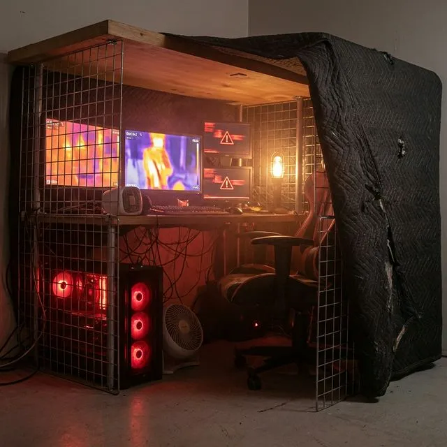 机の下で自作防音ブース！ワイヤーネットと毛布で作る秘密基地の落とし穴