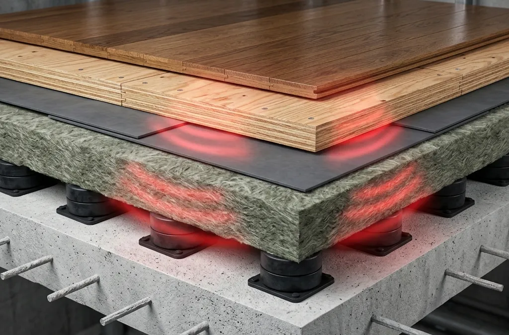 なぜジョイントマットでは防げないのか？「重量床衝撃音」を遮蔽するプロの防音構造の正体