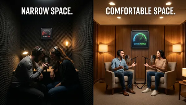 対談・ポッドキャスト収録用防音室の「居住性」ガイド｜2人で入っても酸欠にならない？
