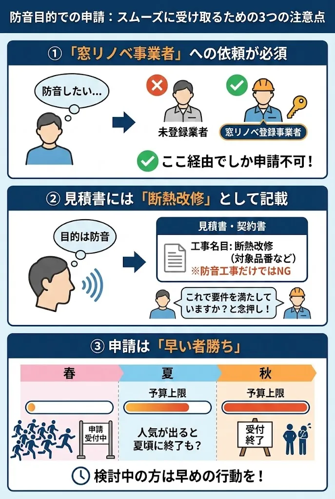 補助金活用・防音窓の選び方